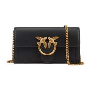 Pinko Svart Love Clutch med Kedja Black, Dam