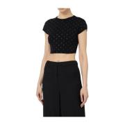 Elisabetta Franchi Svarta T-shirts och Polos med Strass Black, Dam