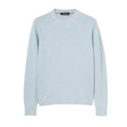 Loro Piana Silke Crewneck Tröja Mjuk Estetik Blue, Herr