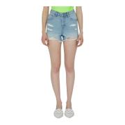 John Richmond Ljus tvättade denim shorts med trasig fåll Blue, Dam