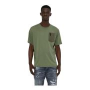 John Richmond T-shirt med broderat tryck och framficka Green, Herr