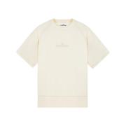 Stone Island Gauzed Stickad Crewneck Löst Passform Beige, Herr