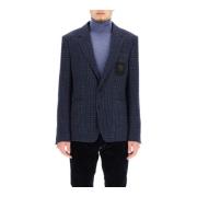 Dolce & Gabbana Tartan Wool Tailored Blazer Blue, Herr