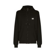 Dolce & Gabbana Zip-Up Jersey Hoodie Black, Herr