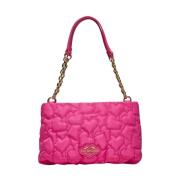 Love Moschino Fuchsia Axelväska med Guld Detaljer Pink, Dam