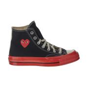 Comme des Garçons Play Svarta Chuck 70 Sneakers med Röd Sula Black, Un...