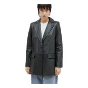 St. Agni Nappa Läder Blazer Black, Dam