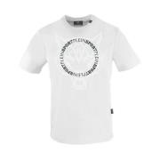 Plein Sport Bomull T-shirt med Front Print White, Herr
