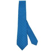 Kiton Handgjord Sidenslips Sju Veck Blue, Herr