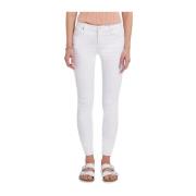 7 For All Mankind Hög Midja Skinny Crop Jeans Vit White, Dam