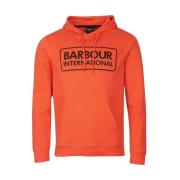 Barbour Orange Pop Over Hoodie Orange, Herr