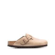 Birkenstock Beige Lädersandaler med Roséguld Detaljer Beige, Dam