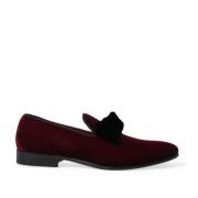 Dolce & Gabbana Burgundy Velvet Loafers Italienskt hantverk Red, Herr