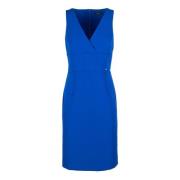 Fracomina Midi Sheath Klänning med V-ringning Blue, Dam