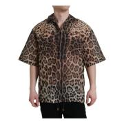 Dolce & Gabbana Leopardmönstrad Knapp Ned Skjorta Multicolor, Herr