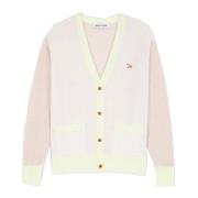 Maison Kitsuné Färgblock Merinoull Cardigan Tröja Multicolor, Dam