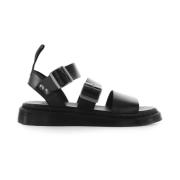 Dr. Martens Svart vaxad lädersandal med remmar Black, Herr