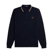 Fred Perry Randig Långärmad Pikétröja Blue, Herr