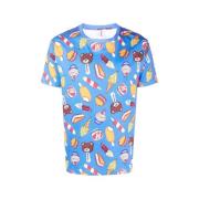 Moschino Blå Glass Grafisk T-shirt Multicolor, Herr