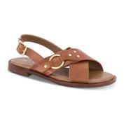 B&Co Korsdesign Sandal med Dekorativa Detaljer Brown, Dam