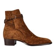 Saint Laurent Läder Ankelboots Made in Italy Brown, Herr