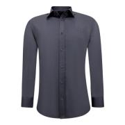 Gentile Bellini Snygg Enfärgad Herrblus Med Långa Armar Slim Fit Gray,...