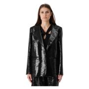 Federica Tosi Paillett Blazer Oversize Svart Elegant Stil Black, Dam