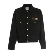 Moschino Svart Denimjacka med Guldlogga Black, Herr