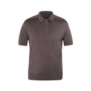 Moorer Lyxig Mulberry Silk Polo Shirt Brown, Herr