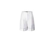 Moorer Klassiska Linneblandade Shorts White, Dam