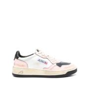 Autry Vintage Låga Lädersneakers i Vit/Svart/Rosa Multicolor, Dam