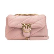 Pinko Läderhandväska med axelrem - Rosa Pink, Dam