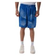 Armani Exchange Viskos Bermuda Shorts med elastisk midja Blue, Herr