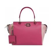 Baldinini Läderhandväska med dragkedja och avtagbara handtag Pink, Dam