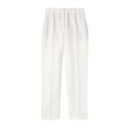 Loro Piana Luftiga Linnebyxor med Bakfickor White, Dam