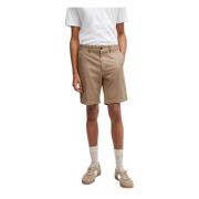 Hugo Boss Beige Bomullsblandning Shorts med Fickor Beige, Herr