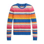 Ralph Lauren Randig Bomullströja med Rund Hals Multicolor, Dam