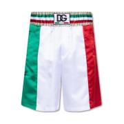 Dolce & Gabbana Satin Shorts med Dragsko i Midjan Multicolor, Herr