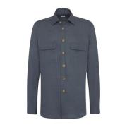 Kiton Mörkgrå Linne Overshirt Gray, Herr