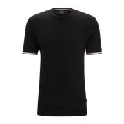 Boss Svart Crewneck T-shirt med Kontrastkant Black, Herr