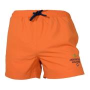 Aeronautica Militare Mäns broderade logobadshorts Orange, Herr