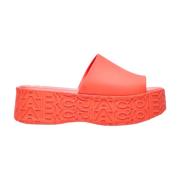 Melissa Präglad PVC Platform Slides Orange, Dam