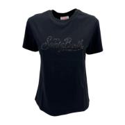 MC2 Saint Barth Svart T-shirt med strassdetalj Black, Dam