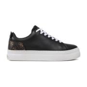 Guess Låga PU läder sneakers - Gianelle Black, Dam