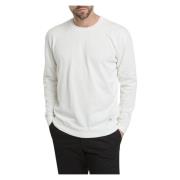 C.p. Company Vit Crewneck Sweater med Ribbed Finish White, Herr