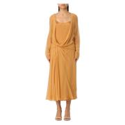 Alberta Ferretti Ekologisk Chiffongklänning Brown, Dam