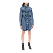 Isabel Marant Denim Chemisier Klänning med Fickor Blue, Dam