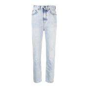 Saint Laurent Hög Midja Blå Bomull Jeans Blue, Dam