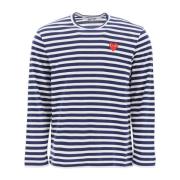 Comme des Garçons Play Randig långärmad T-shirt med hjärtlogotyp Multi...