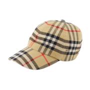 Burberry Rutiga Snapback-keps i Vintage-stil Beige, Unisex